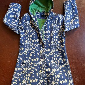 Fun Hooded Boden Floral Mac Raincoat , Blue , Ivory, Green, UK 10 = US 8